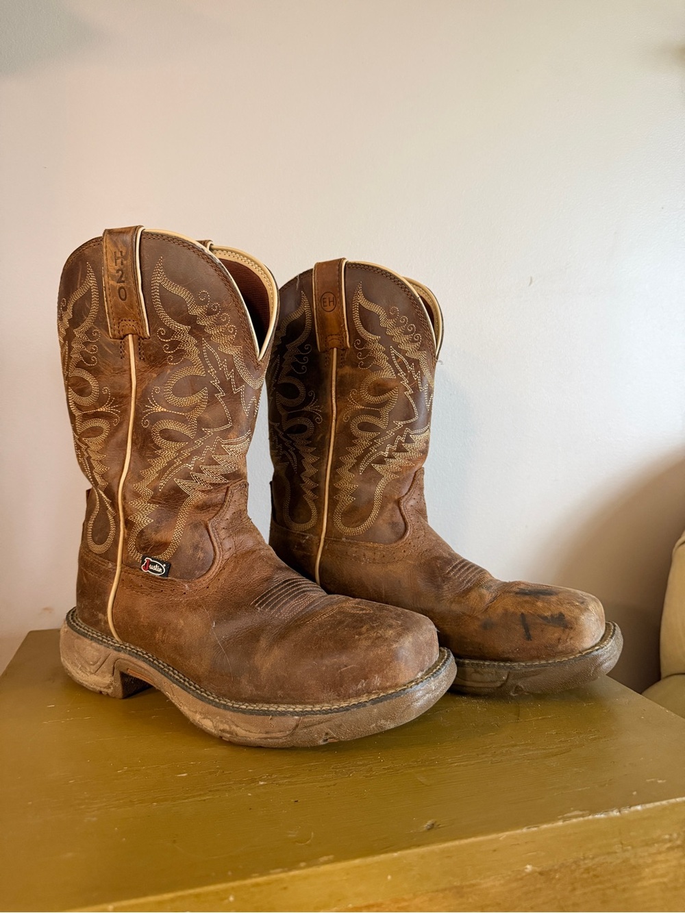 Justin Boots Brown Leather Western Work Cowboy Boots